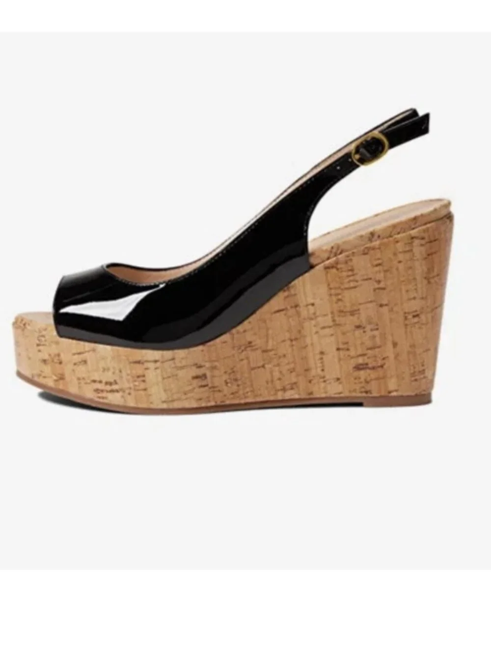 Stuart Weitzman Riviera Cork Wedge Sandals Black Patent NWOB Size 8 MSRP $395 - Picture 6 of 9